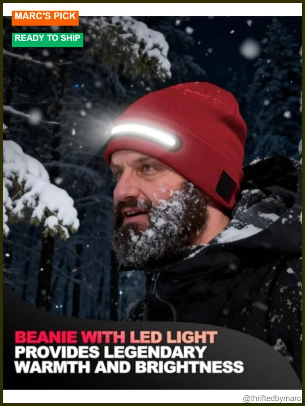 LED Rechargeable Beanie with Adjustable Brightness, Unisex, Winter Hat for